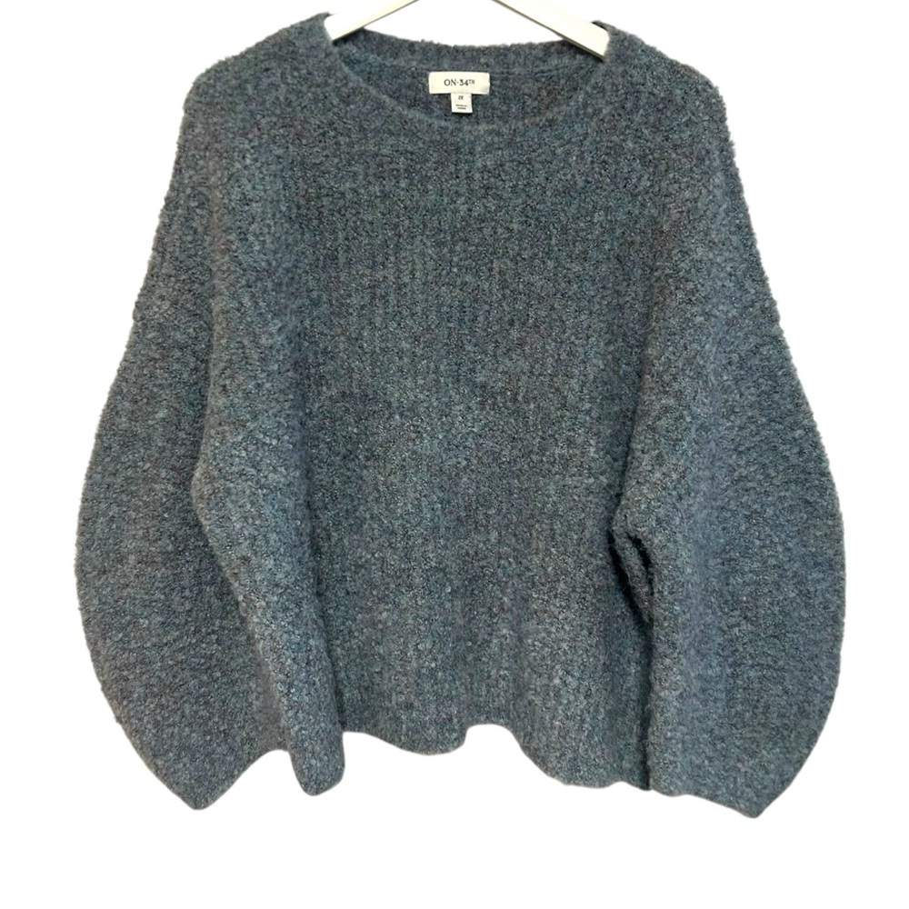 On‎ 34th Marled Bouclé Sweater 2X soft fuzzy sweater semi cropped oversized